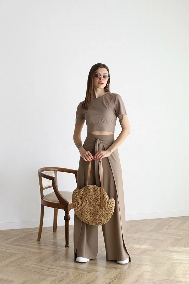Amalia |Wide Linen Pants with Wrap