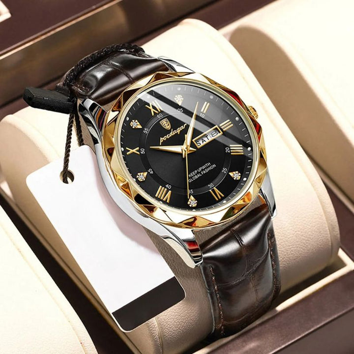 LUXURIOUS LEATHER STRAP QUARTZ WATCH | Elegance Meets Precision