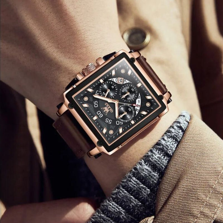 FASHIONABLE SQUARE DIAL CHRONOGRAPH WATCH | Stylish and precise