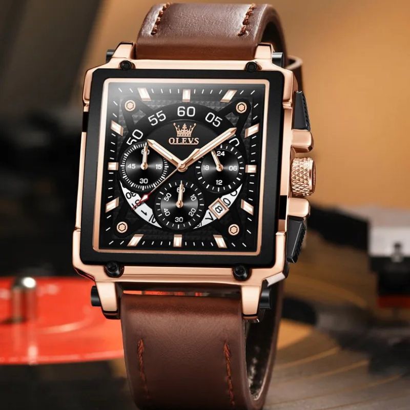 FASHIONABLE SQUARE DIAL CHRONOGRAPH WATCH | Stylish and precise