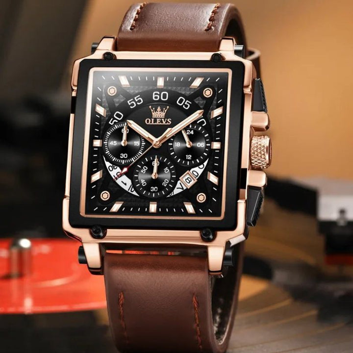 FASHIONABLE SQUARE DIAL CHRONOGRAPH WATCH | Stylish and precise