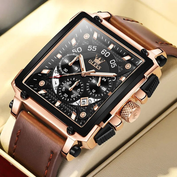 FASHIONABLE SQUARE DIAL CHRONOGRAPH WATCH | Stylish and precise