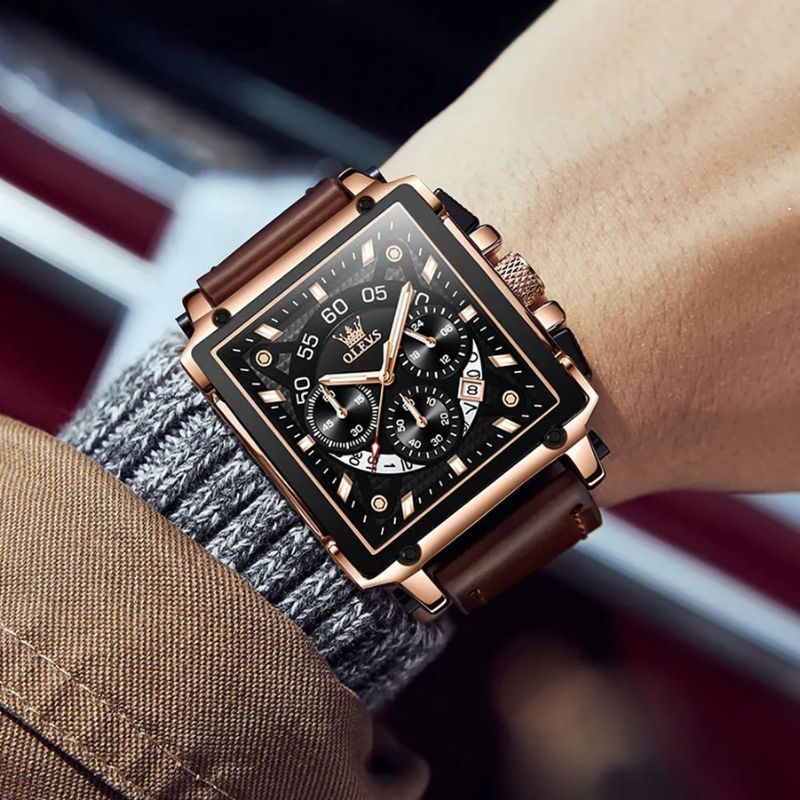 FASHIONABLE SQUARE DIAL CHRONOGRAPH WATCH | Stylish and precise