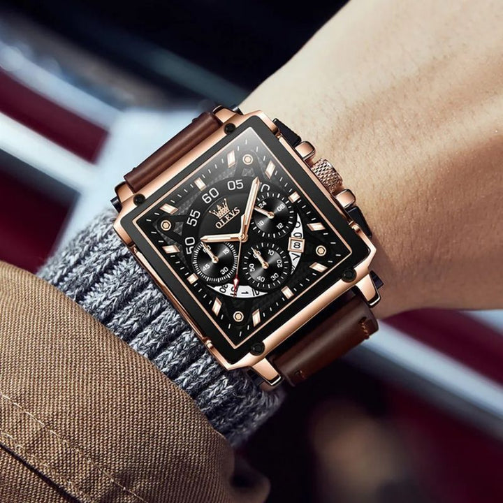 FASHIONABLE SQUARE DIAL CHRONOGRAPH WATCH | Stylish and precise