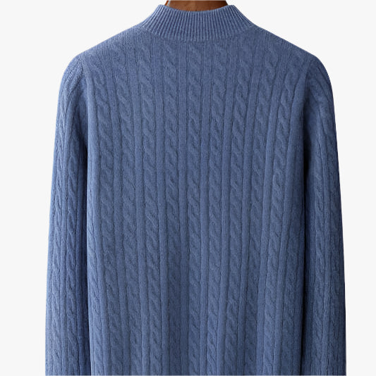 100% CASHMERE WOVEN HALF ZIP