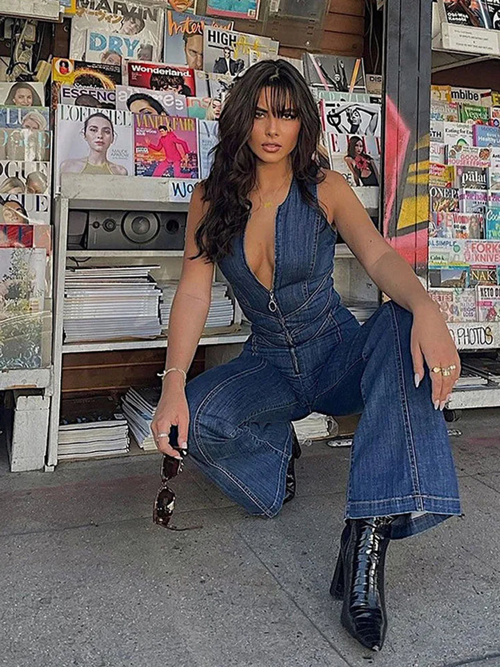 Vittoria | Blue Backless Jumpsuit