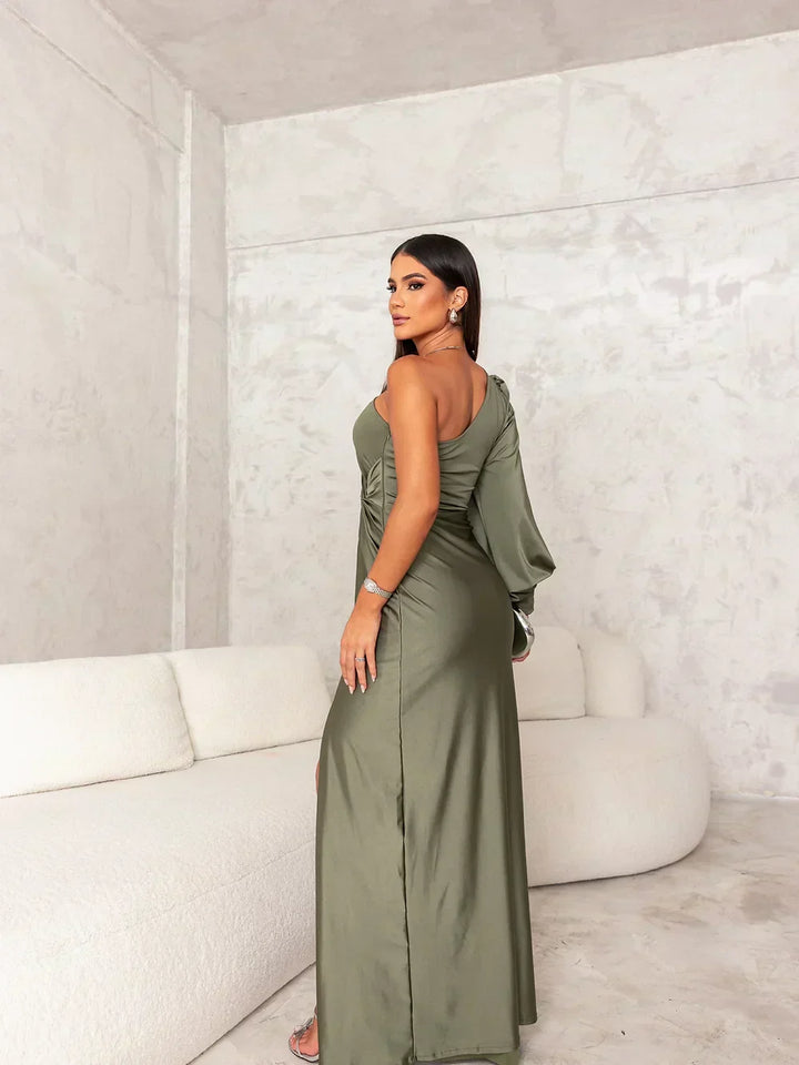 Lotte| Elegant Satin One-Shoulder Dress for Women