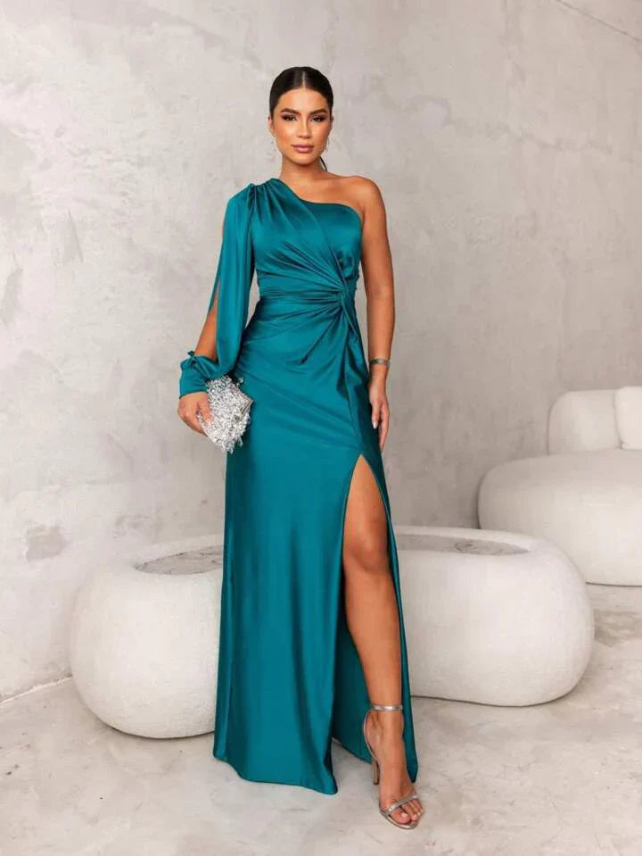 Lotte| Elegant Satin One-Shoulder Dress for Women